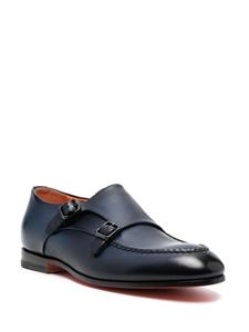 Santoni double-buckle leather monk shoes - Blauw