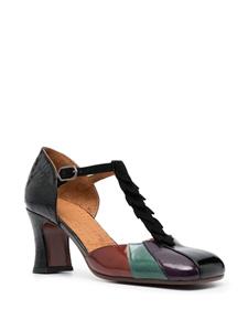 Chie Mihara 80mm colour-block square-toe leather pumps - Zwart