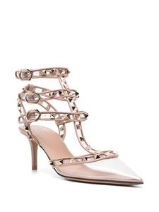 Valentino Rockstud 75mm transparent-toe pumps - Roze