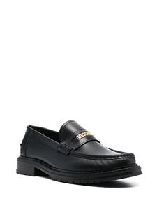 Moschino logo-lettering leather loafers - Zwart