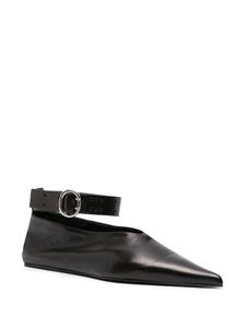 Jil Sander pointed-toe leather ballerina shoes - Zwart