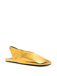 Jil Sander square-toe metallic ballerina shoes - Goud