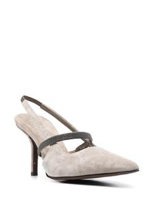 Brunello Cucinelli 80mm slingback suede pumps - Grijs