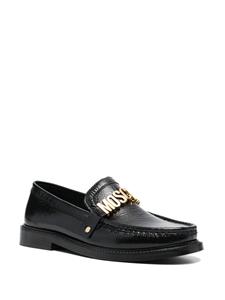Moschino logo-plaque leather loafers - Zwart