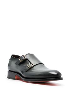 Santoni almond-toe leather monk shoes - Groen