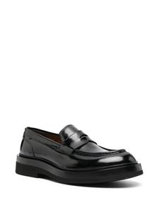 Santoni high-shine leather loafers - Zwart