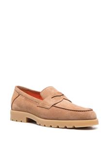 Santoni almond-toe suede loafers - Bruin