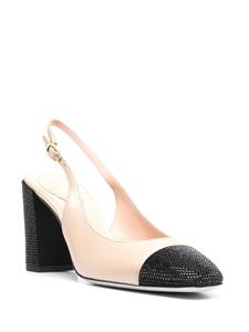 René Caovilla 80mm two-tone rhinestone pumps - Beige