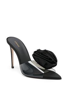 Le Silla Rose 110mm floral-appliqué mules - Zwart