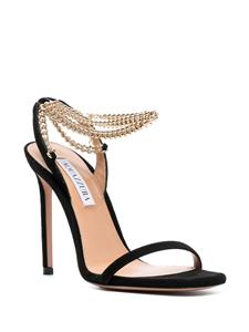 Aquazzura 116mm chain-link suede pumps - Zwart