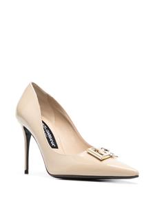 Dolce & Gabbana 95mm logo-plaque leather pumps - Beige