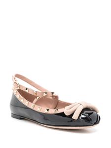 Valentino Rockstud bow-detailing ballerina shes - Zwart