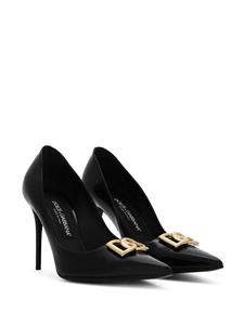Dolce & Gabbana logo-lettering leather pumps - Zwart