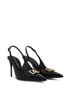 Dolce & Gabbana logo-plaque heeled slingback pumps - Zwart