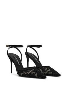 Dolce & Gabbana logo-lettering lace-detailing pumps - Zwart
