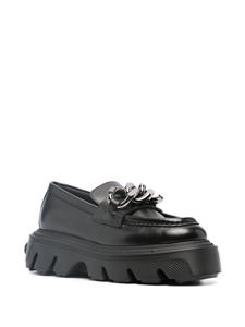 Casadei chain-link leather loafers - Zwart