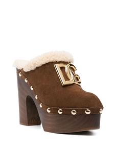 Dolce & Gabbana 130mm suede platform clogs - Bruin