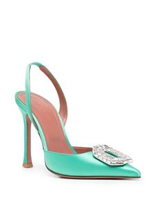 Amina Muaddi Camelia Sling 90mm satin pumps - Groen