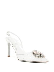 René Caovilla 70mm crystal-embellished slingback pumps - Zilver