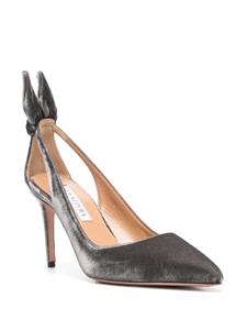 Aquazzura Bow Tie 85mm velvet pumps - Grijs