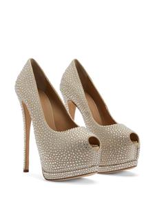 Giuseppe Zanotti Sharon 140mm rhinestone-embellished pumps - Beige