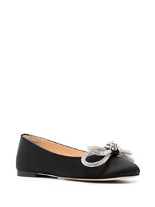 MACH & MACH Double Bow satin ballerina shoes - Zwart