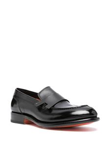 Santoni Moca leather penny loafers - Zwart