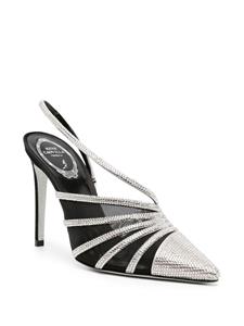 René Caovilla 115mm slingback mesh crystal pumps - Zwart