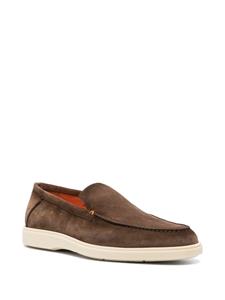 Santoni almond-toe suede loafers - Bruin