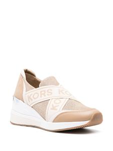 Michael Michael Kors Geena 60mm logo-tape wedge sneakers - Goud