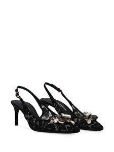 Dolce & Gabbana crystal lace slingback pumps - Zwart