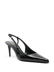 Saint Laurent 80mm slingback leather pumps - Zwart