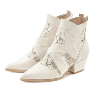 Lascana Sneakerboots Boots met modieuze kanten inzet en comfortabele blokhak