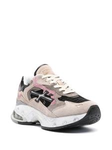 Premiata Sharky logo-embossed leather sneakers - Beige