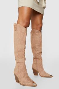 Kniehoge Pull On Cowboy Laarzen, Sand