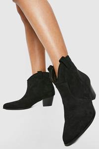 Boohoo Basic Cowboy Enkellaarsjes Met Label, Black