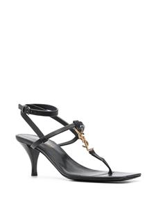 Saint Laurent Cassandra leren sandalen - Zwart