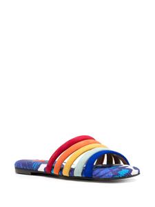 La DoubleJ Slippers met chevron streep - Blauw