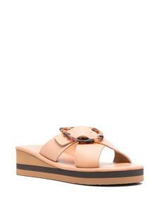 Ancient Greek Sandals Thais Rainbow slippers met sleehak - Beige