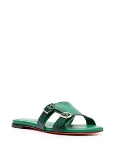 Santoni Slippers met dubbele gesp - Groen