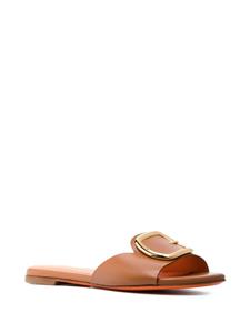 Santoni Leren slippers - Bruin