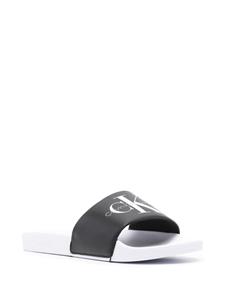Calvin Klein Jeans Slippers met logoprint - Zwart