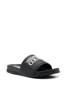 Versace Slippers met logoprint - Zwart