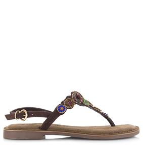 Lazamani Suède teensandaal Bruin Suede Platte sandalen Dames