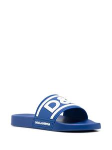 Dolce & Gabbana Badslippers met logoprint - Blauw