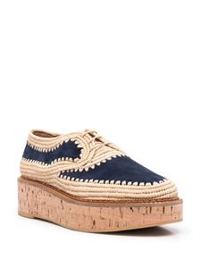 Gabriela Hearst x Clergerie Louis platforms met raffia afwerking - Blauw