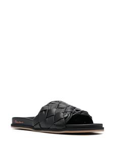 Santoni Leren slippers - Zwart