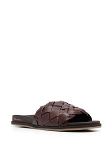 Santoni Leren slippers - Bruin