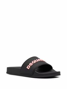 Dsquared2 Slippers met logo applicatie - Zwart