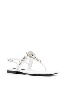 Philipp Plein Sandalen met kristallen doodskop - Wit